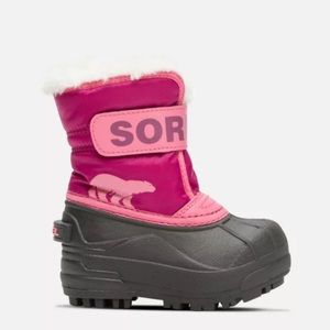 • Sorel • Snow Commander Pink Snow Winter Boots Baby Girls 4 Black Shearling